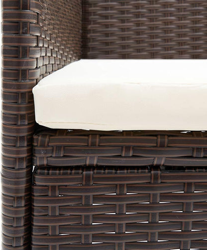 Set of 2 modern garden chairs made of rattan with removable cushions, hand-woven poly rattan and weather-resistant steel frame, ergonomic design - QUORE