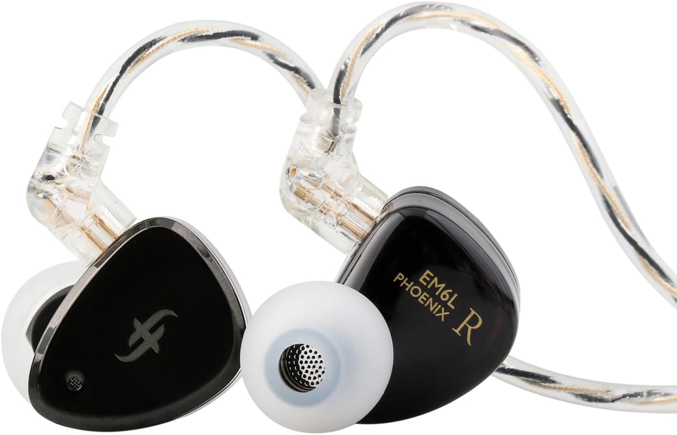 Linsoul SIMGOT EM6L 1DD + 4BA hybride driver in ear monitor, Gaming-oordopjes, hifi IEM-oortelefoon met 3D-geprinte harsbehuizing, afneembare OFC verzilverde kabel voor muzikant en audiofiel