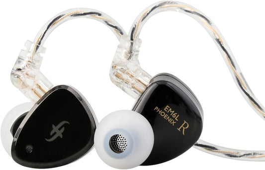 Linsoul SIMGOT EM6L 1DD + 4BA hybride driver in ear monitor, Gaming-oordopjes, hifi IEM-oortelefoon met 3D-geprinte harsbehuizing, afneembare OFC verzilverde kabel voor muzikant en audiofiel