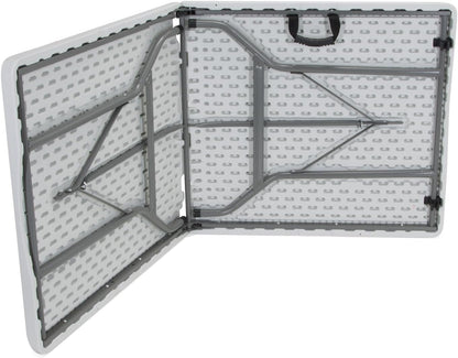 hjh OFFICE Easy Up Multi II 830053 klaptafel, 152 x 70 cm, kunststof, wit, campingtafel, inklapbaar met handgreep, metalen frame