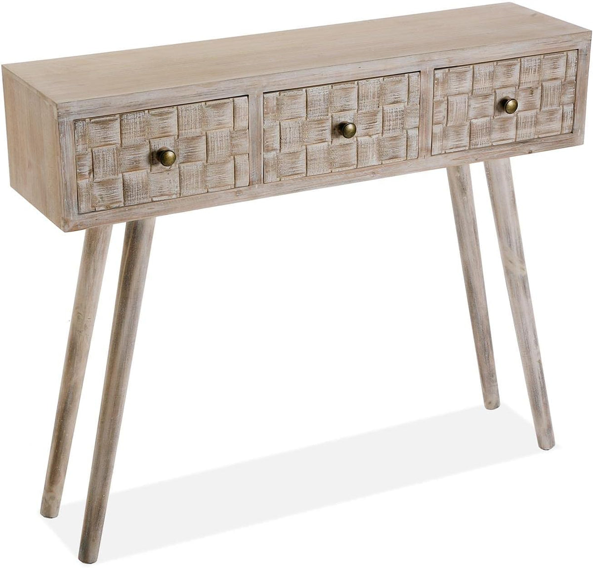 Versa Anish Smalle hal of vestibule Entree hal meubilair, Console Tafel, met 3 lades, Afmetingen (H x B x H) 81,5 x 25 x 97 cm, Hout, Kleur Bruin en grijs