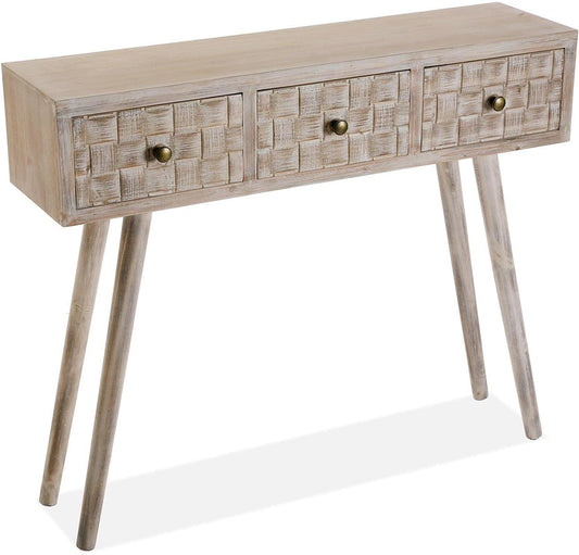 Versa Anish Smalle hal of vestibule Entree hal meubilair, Console Tafel, met 3 lades, Afmetingen (H x B x H) 81,5 x 25 x 97 cm, Hout, Kleur Bruin en grijs