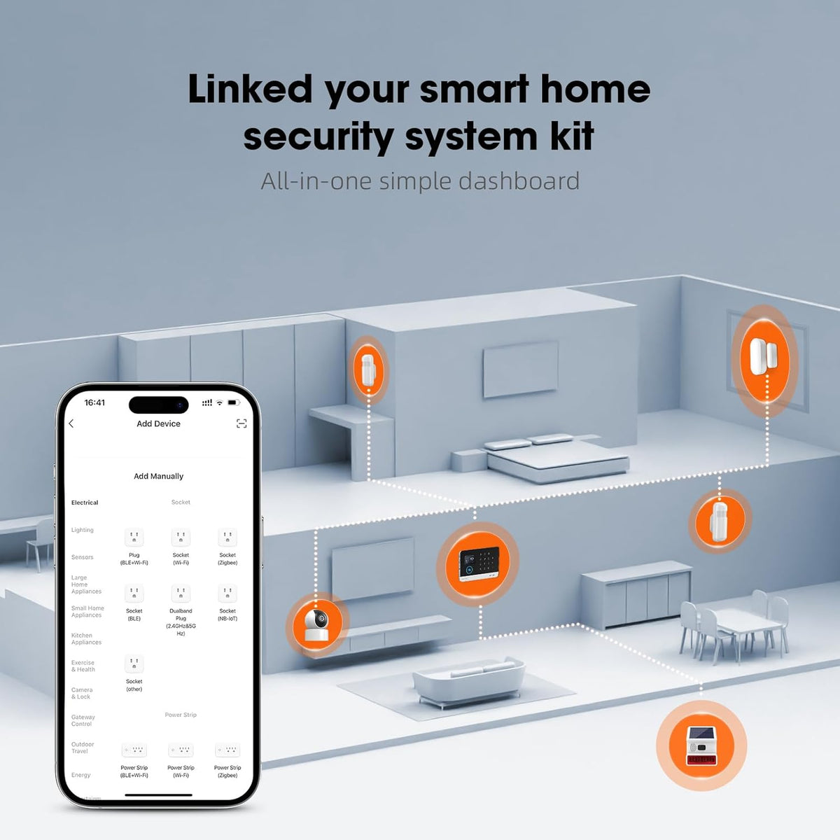 LWOHSI Alarmsysteem voor thuisbeveiliging, draadloze 4,3 inch Fulltouch Screen Alarm Kits met 2MP Beveiligingscamera, Mobiele telefoon APP Alert, Deursensoren, Afstandsbediening, Compatibel met Alexa