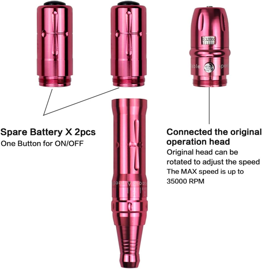 Multifunctionele Draadloze Permanente Make-Up Pen 2 Stuks Batterijen PMU Tattoo Pen voor Ombre Poeder 20 Stuks Tattoo Naalden 1RL (Zilver)