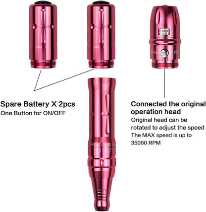 Multifunctionele Draadloze Permanente Make-Up Pen 2 Stuks Batterijen PMU Tattoo Pen voor Ombre Poeder 20 Stuks Tattoo Naalden 1RL (Zilver)