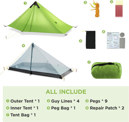 Ultralichte campingtent New LanShan voor buiten, 2 personen, perfect voor kamperen, backpacken en wandelingen