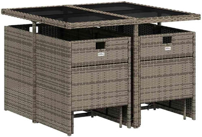 vidaXL 9-Piece Garden Set with Cushions Poly Rattan Grey, Lounge Set, Garden Bench, Lounge Set, Garden, Garden Table, Lounge Sofa, Lounge Sofa Garden, Lounge Set Outdoor - QUORE