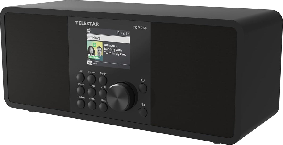 TELESTAR TOP 250 – DAB+/internetradio (stereo, 2 x 10 watt, Bluetooth zender/ontvangstfunctie, USB-opname, noodwaarschuwingssysteem, app-bediening), zwart