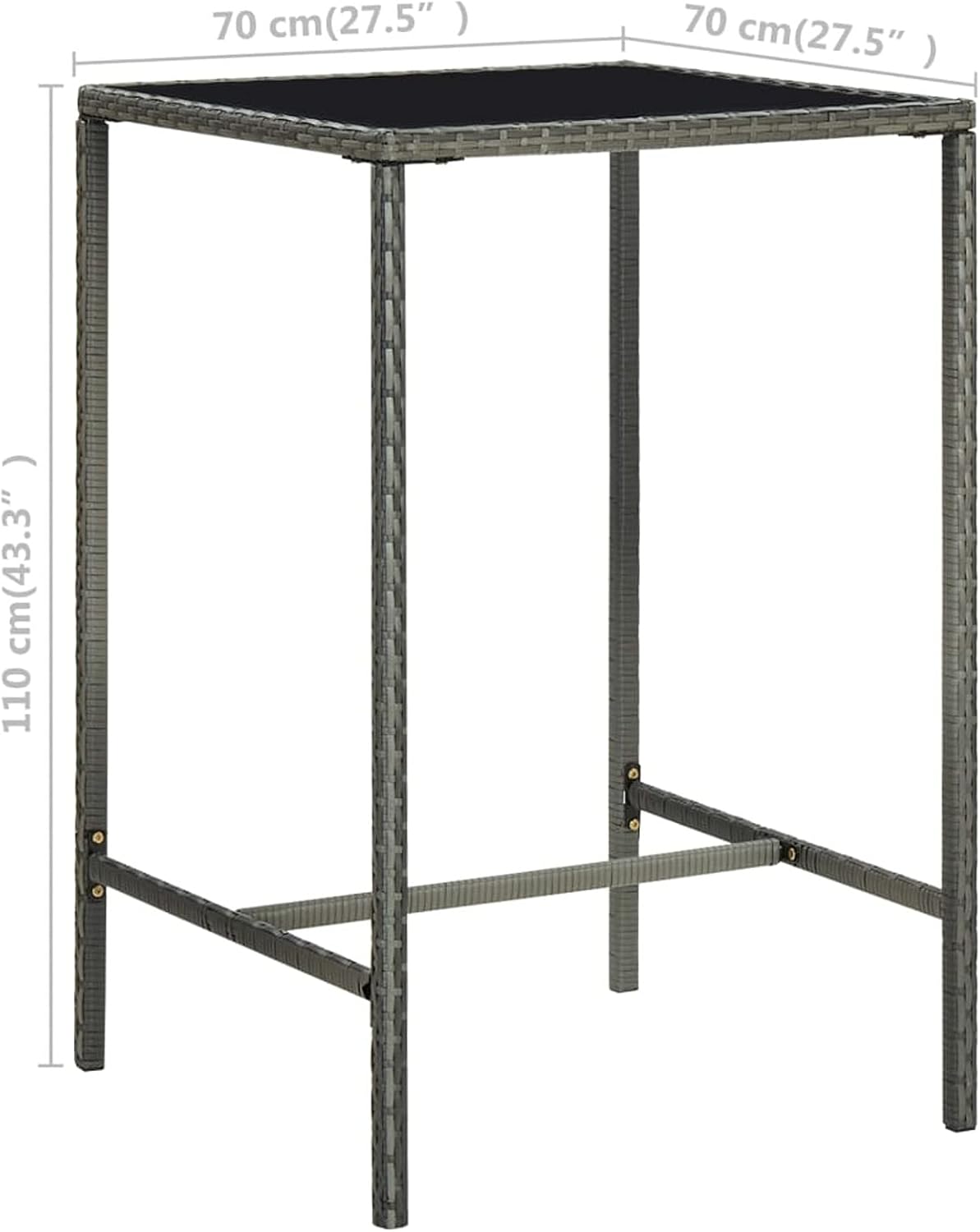 Tidyard 3 Piece Garden Bar Set with Cushion, Garden Bar, Seating Group, Garden Furniture Set, Bar Table, Bar Table, Counters, Hotable, Polyrattan, Grey - QUORE