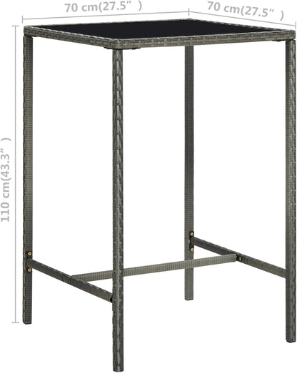 Tidyard 3 Piece Garden Bar Set with Cushion, Garden Bar, Seating Group, Garden Furniture Set, Bar Table, Bar Table, Counters, Hotable, Polyrattan, Grey - QUORE