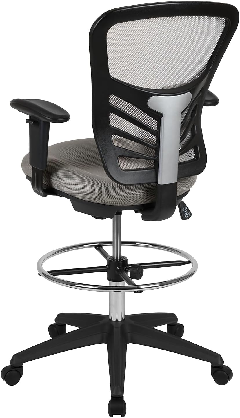 Flash Furniture Opstellen Krukken, Schuimmetaal Plastic Gebouwd Hout, Lichtgrijs Netwerk/Zwart Kader