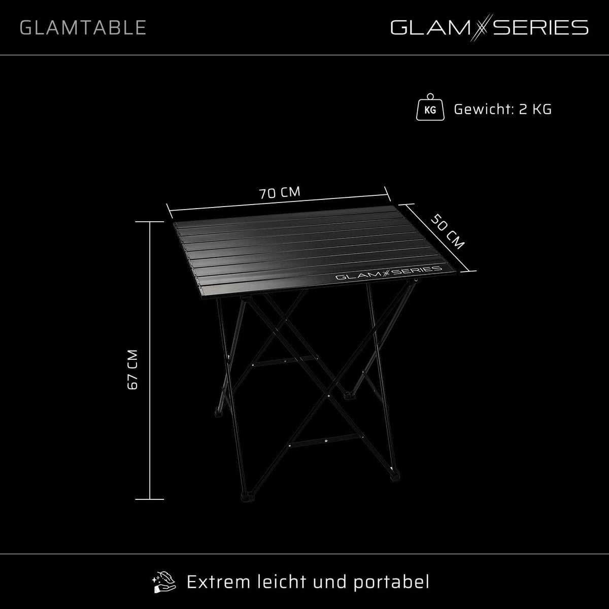 GlamTable make-up tafel inklapbaar, kaptafel tot 20 kg, opmaaktafel met transporttas, cosmetica-tafel voor visagisten, kappers, tatoeëerders