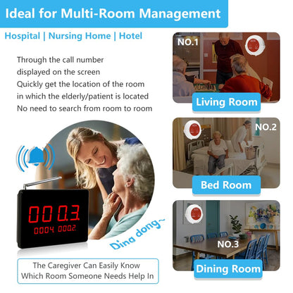 Rest Home Call Systems, Call Button for Nurses, Emergency Bell for Seniors, Nurses, Bed Bell, with 10 Keys for Call - QUORE