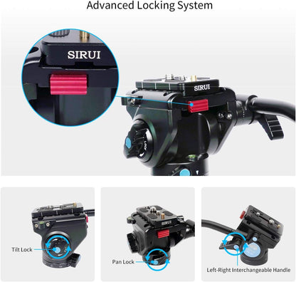 SIRUI AM-5V Fluid videokop, lichtgewicht, 360° panorama, draaibare kantelhoek met Arca Swiss snelkoppelingsplaat, draagkracht 3 kg, voor videocamera, DSLR-camera
