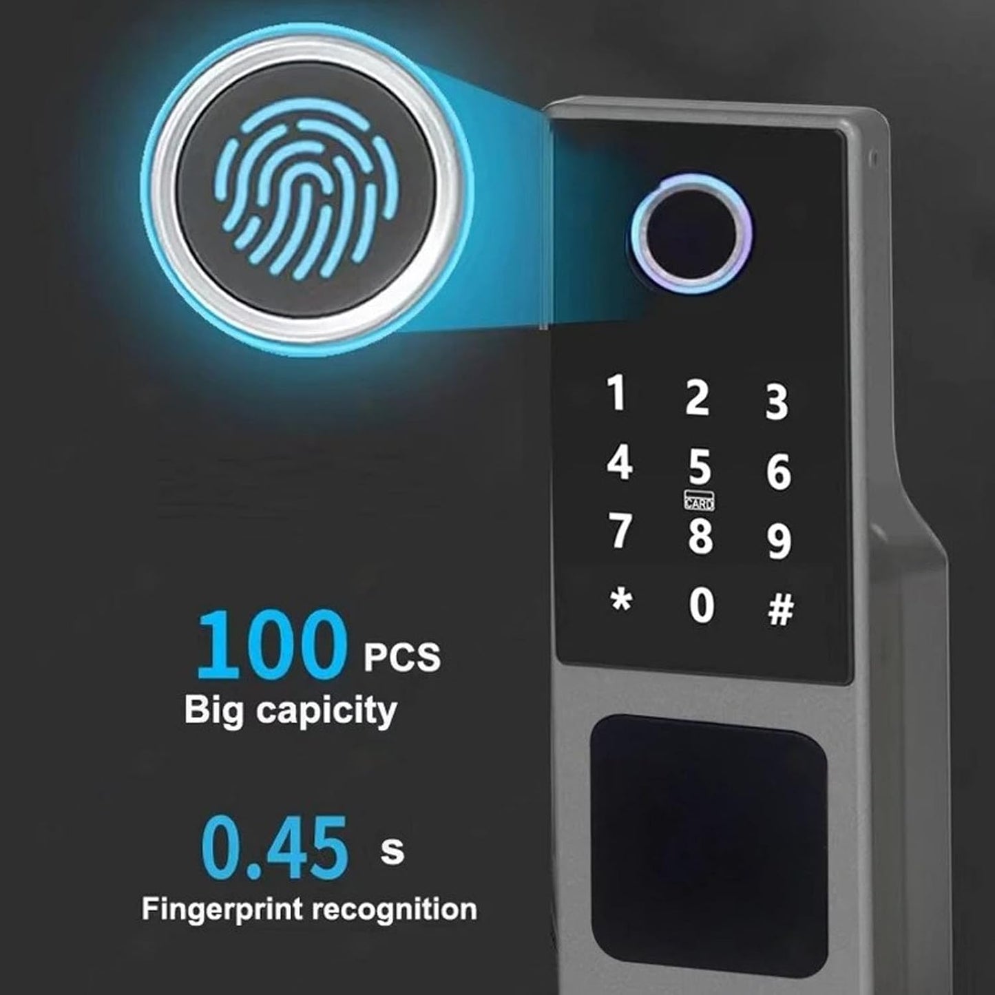 WiFi Smart Door Lock, 5 in 1 biometrisch wachtwoord deurvergrendeling met kaartsleutel afstandsbediening waterbestendig voor huis buiten de binnenplaats kantoor hotel