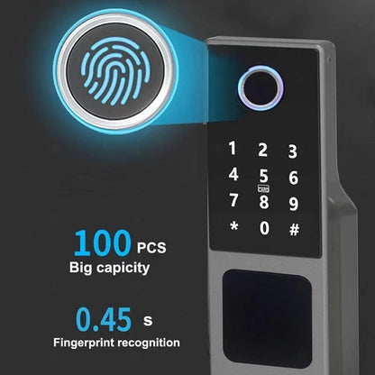 WiFi Smart Door Lock, 5 in 1 biometrisch wachtwoord deurvergrendeling met kaartsleutel afstandsbediening waterbestendig voor huis buiten de binnenplaats kantoor hotel