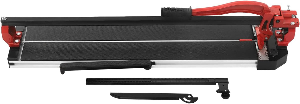 OUKANING Handmatige tegelsnijder met antislip voor nauwkeurige sneden tot 15 mm dikte, kogelgelagerde glijkop voor snel groeven en rechte sneden, voor keramiek, porselein (rood, 80 cm) - QUORE