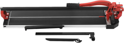 OUKANING Handmatige tegelsnijder met antislip voor nauwkeurige sneden tot 15 mm dikte, kogelgelagerde glijkop voor snel groeven en rechte sneden, voor keramiek, porselein (rood, 80 cm) - QUORE