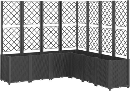 Planter with Trine Grate, Black, 160 x 160 x 140 cm, Rectangular Large Flower Pot for Indoor and Outdoor Use, Frost-Resistant, UV Protection - QUORE