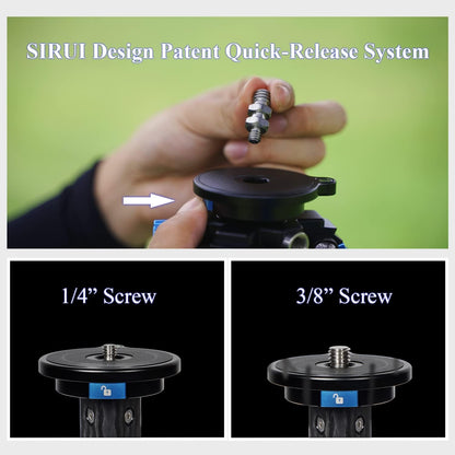 SIRUI Waterdicht koolstofvezelstatief, 175 cm, professioneel heavy duty camerastatief met driehoekige middenzuil, grote buis voor DSLR, camcorder, belasting 15 kg (ST-224)