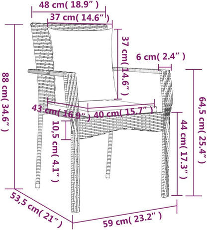 Lounge tuinmeubelen set terrasmeubels balkonmeubels tuinstoelen met kussens 2 stuks. Poly rotan zwart - QUORE