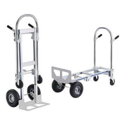 VEVOR Aluminium Trailer Truck, 2-in-1, Hand Truck, Moving Truck, Load Capacity 363 kg, Hand Truck, Convertible in Platform Truck, Rubber Wheels for Transport, Warehouse, Goods