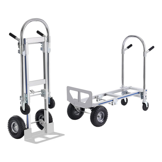 VEVOR Aluminium Trailer Truck, 2-in-1, Hand Truck, Moving Truck, Load Capacity 363 kg, Hand Truck, Convertible in Platform Truck, Rubber Wheels for Transport, Warehouse, Goods