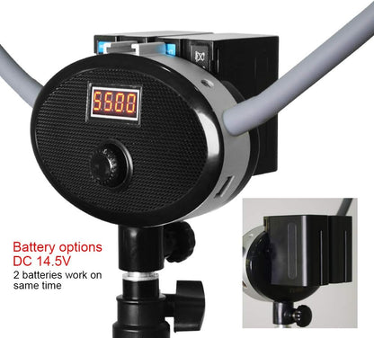FX-800II Opvouwbare 50W 3200K-5500K LED-videostudio met vier armen, ringlamp met USB-oplaadpoort en statief van 200 cm, voor telefooncamera, YouTube, make-upvideo's