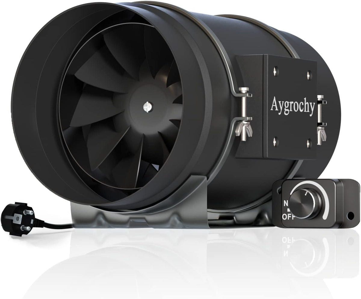 Aygrochy 200 mm inline buisventilator met variabele snelheidscontrole, afvoerventilator voor verwarming, koeling, booster, groeitenten, hydroculturen, thuisgebruik, ventilatie en afvoerluchtventilator.