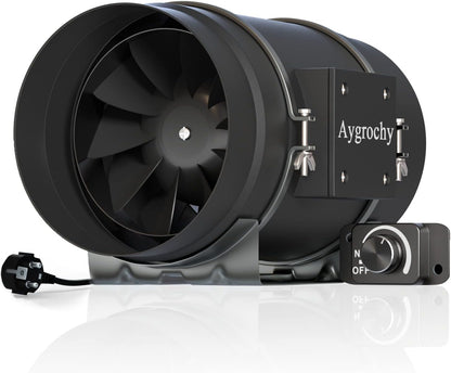 Aygrochy 200 mm inline buisventilator met variabele snelheidscontrole, afvoerventilator voor verwarming, koeling, booster, groeitenten, hydroculturen, thuisgebruik, ventilatie en afvoerluchtventilator.