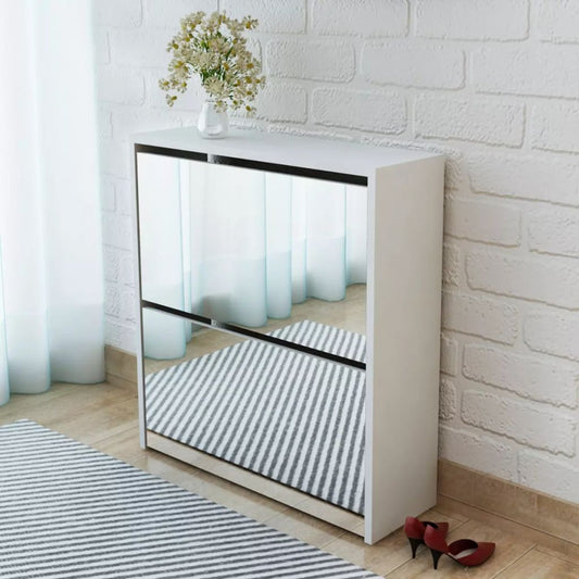 Schoenenkastje – Schoenenopberger – Schoenenrek – Schoenencabinet – Schoenenkast Met Spiegel – Compact En Ruimtebesparend – Gemaakt Van Duurzaam Rattan