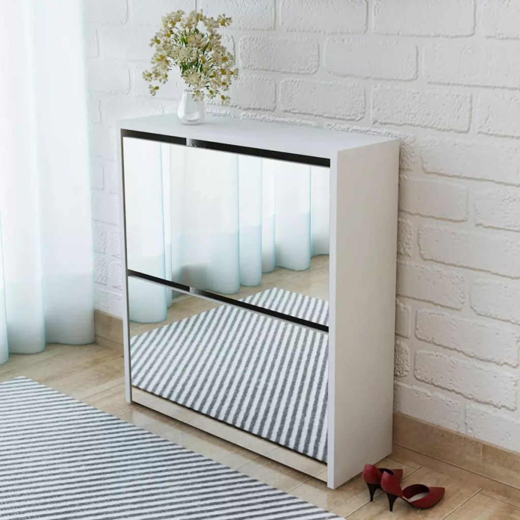 Schoenenkastje – Schoenenopberger – Schoenenrek – Schoenencabinet – Schoenenkast Met Spiegel – Compact En Ruimtebesparend – Gemaakt Van Duurzaam Rattan