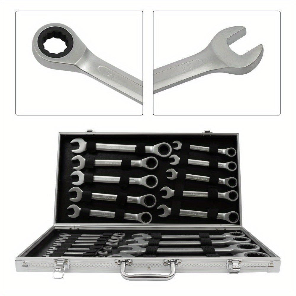 Ratel Ringsleutelset – Ratelring Wrenchset – Ringsleutel Set – Ratelringsleutel – Sleutelset – 22-delig – Chroom-Vanadium Staal – 6-32mm