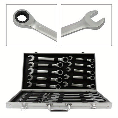 Ratel Ringsleutelset – Ratelring Wrenchset – Ringsleutel Set – Ratelringsleutel – Sleutelset – 22-delig – Chroom-Vanadium Staal – 6-32mm