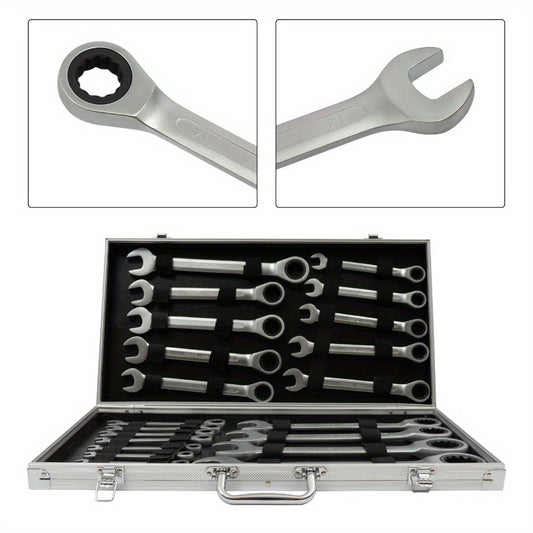 Ratel Ringsleutelset – Ratelring Wrenchset – Ringsleutel Set – Ratelringsleutel – Sleutelset – 22-delig – Chroom-Vanadium Staal – 6-32mm