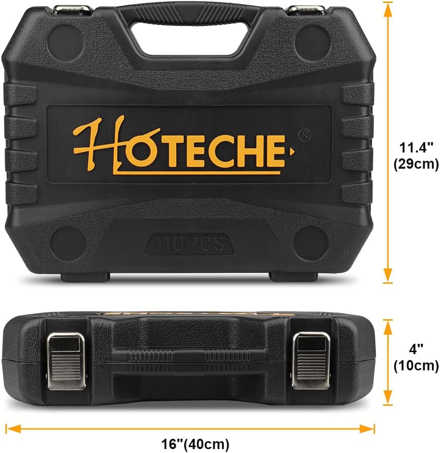 Hoteche Steeksleutelset, 110-delig, 1/4 inch en 1/2 inch gereedschapskofferset, professionele gereedschapsset