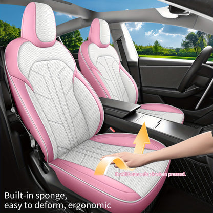 Universele Stoelhoes Auto – Autostoelhoes – Stoelbekleding – Stoelbescherming – Stoelhoez Roze – Memory Foam Comfort – Duurzaam PU Leer