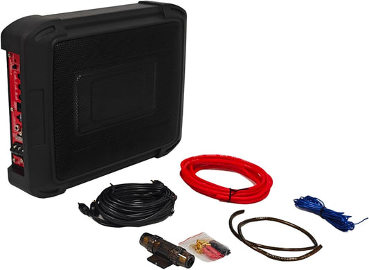 Ultraflache auto-subwoofer, geschikt voor auto/vrachtwagen, met geïntegreerde versterker, te monteren onder de stoelen, maximale vermogen 1000 W, compacte subwoofer.