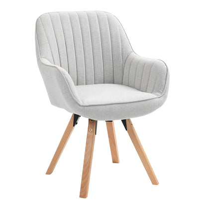 Draaistoel – Eetkamerstoel – Bureaustoel – Make-upstoel – Rotatiestoel – Beige – 360° Draaibaar – Massief Houten Poten