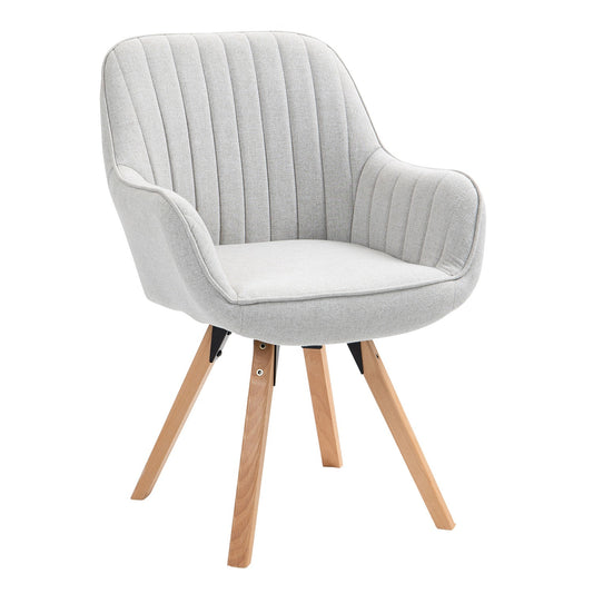 Draaistoel – Eetkamerstoel – Bureaustoel – Make-upstoel – Rotatiestoel – Beige – 360° Draaibaar – Massief Houten Poten