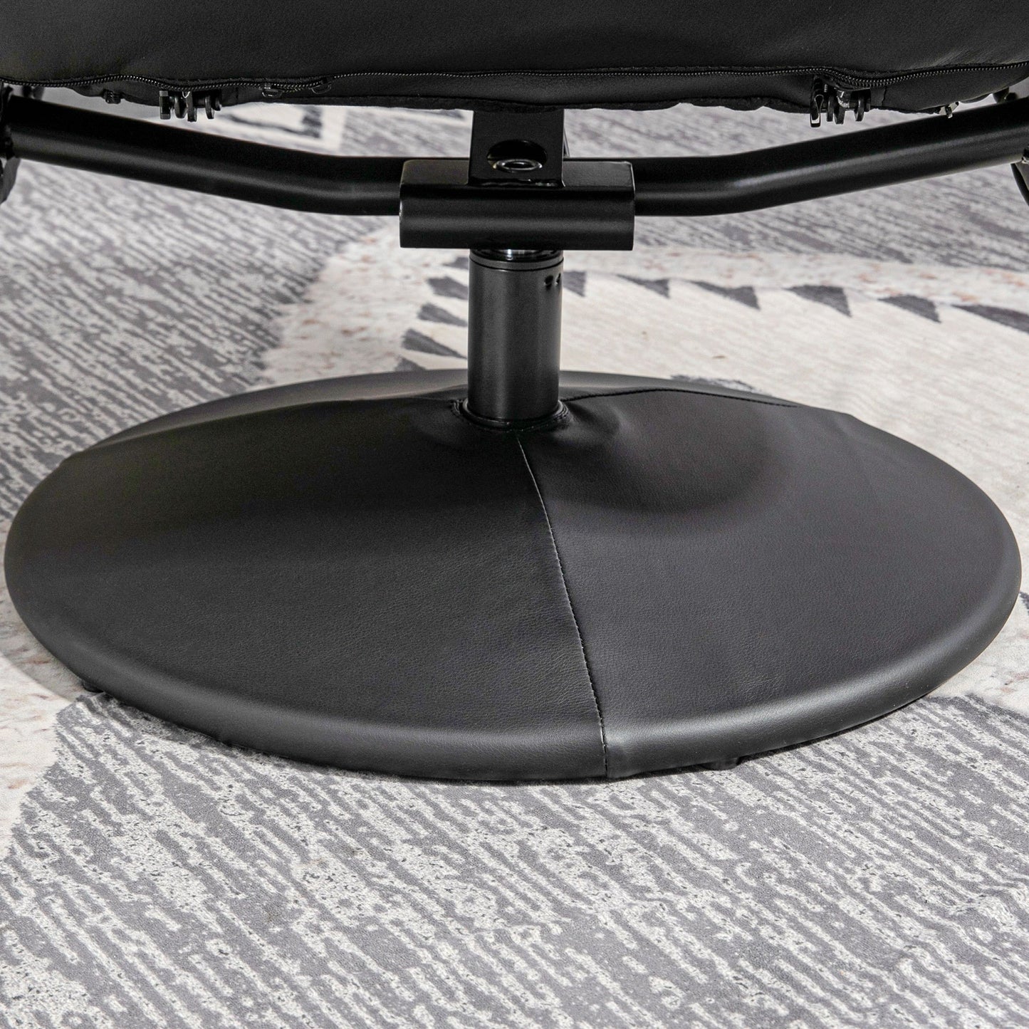 Relaxfauteuil – Relaxstoel – Fauteuil – Leunstoel – Voetenbank – Zwart – Manueel Verstelbare Rugleuning 145° – Draaibaar Onderstel 360°