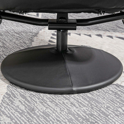 Relaxfauteuil – Relaxstoel – Fauteuil – Leunstoel – Voetenbank – Zwart – Manueel Verstelbare Rugleuning 145° – Draaibaar Onderstel 360°