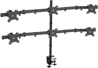Monitor tafelsteun voor 6 schermen – Monitorhouder – Monitorarm – Beeldschermhouder – Monitorstandaard – VESA 75/100 en Hoogte Verstelbaar tot 71 cm – 360° Draaibaar en Kantelbaar