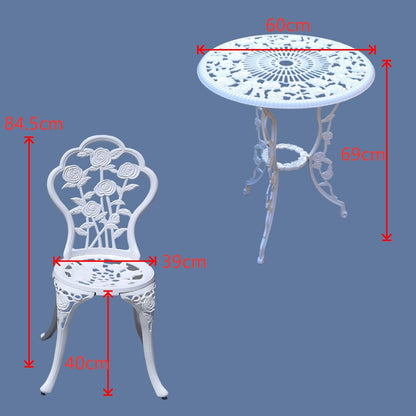 Outdoor meubels bistroset met rozenpatroon 1 tafel 2 stoelen voor tuin patio veranda (roze-wit)