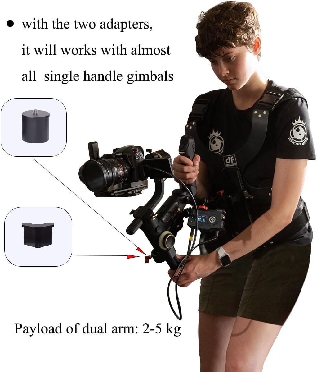 DF DIGITALFOTO Thanos Gimbal Vest, Universeel Video Camera Gimbal Support Vest System, voor Documentaire Filmen, Compatibel met DJI RS2/RS3/RS3Mini/RS4/RS4Pro, ZHIYUN Crane 2S, Laadvermogen 2-5kg
