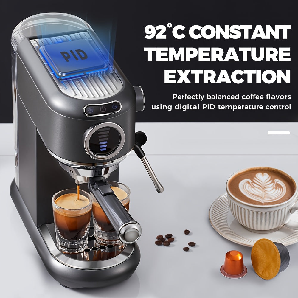 Espressomachine – Koffiemachine – Latte Maker – Cappuccinomachine – Halfautomaat – Roestvrij Stalen Behuizing – 7-instelbare Watervolume Controle