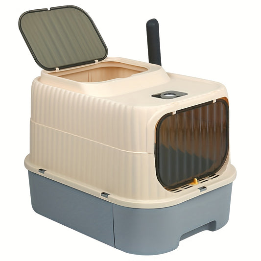 Kattenbak – Kattentoilet – Kattenbakken – Kattenbakschep – Kattentoilet XXL – 2-in-1 Design – Afneembaar Deksel – Geur- en Spatvrij – Ruim 37x49x37 cm – Lichtgewicht Plastic