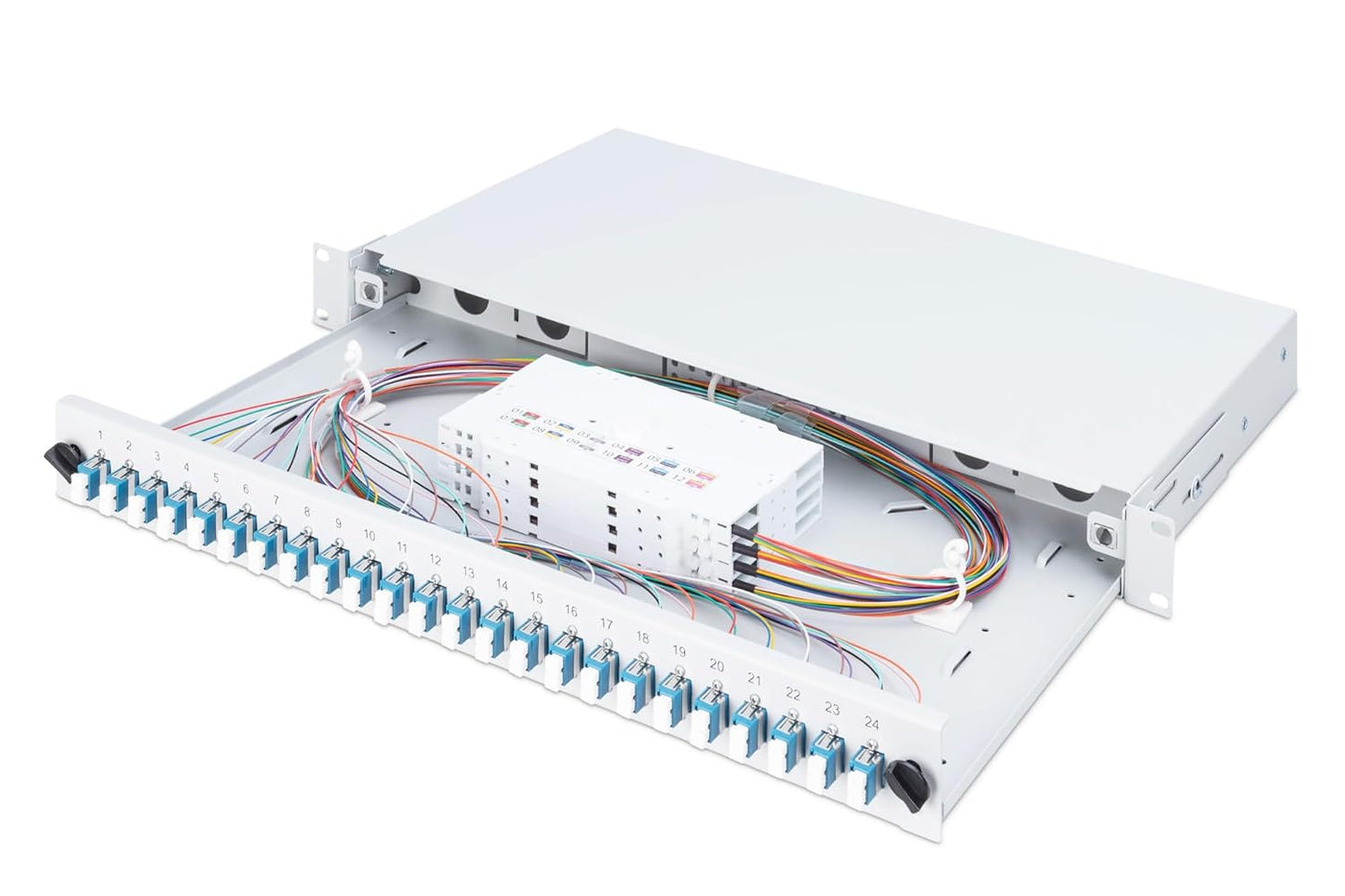 DIGITUS glasvezel lasdoos 24 koppelingen - LC - OS2-1U 19-inch - Single-Mode duplex - met lasdoos - rack-montage