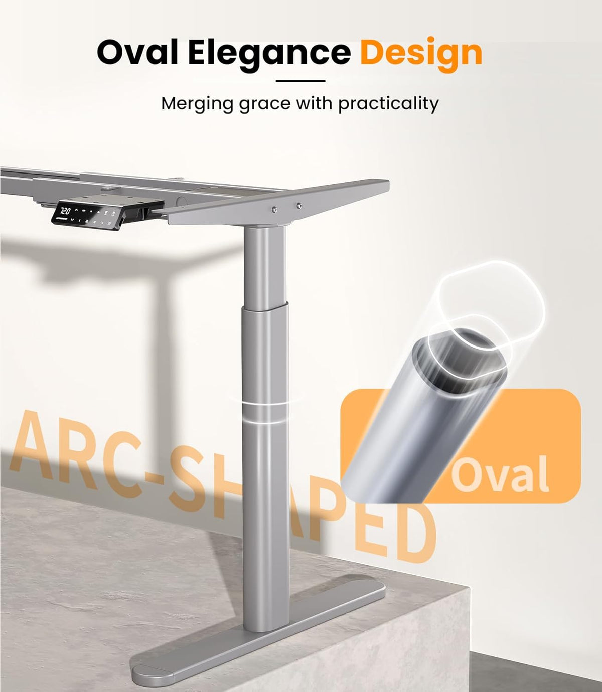 MAIDeSITe EL2 Pro Art Height Adjustable Desk Frame, Oval Leg Design, Electric Height Adjustable Table Frame, Double Motor, Load Capacity 180 kg, with 4 Memory Control and - QUORE