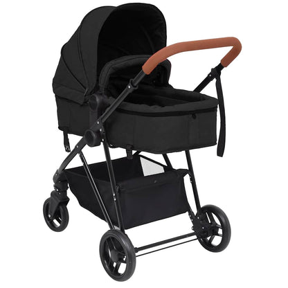 Kinderwagen – Buggy – Reiswieg – Babywagen – 3-in-1 Kinderwagen Anthraciet – Stalen Frame – 5-Punts Veiligheidsharnas